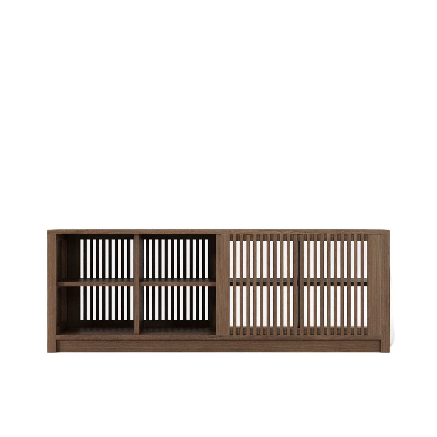 KRY01T_4 Brown Wooden Cabinet with Slatted Doors