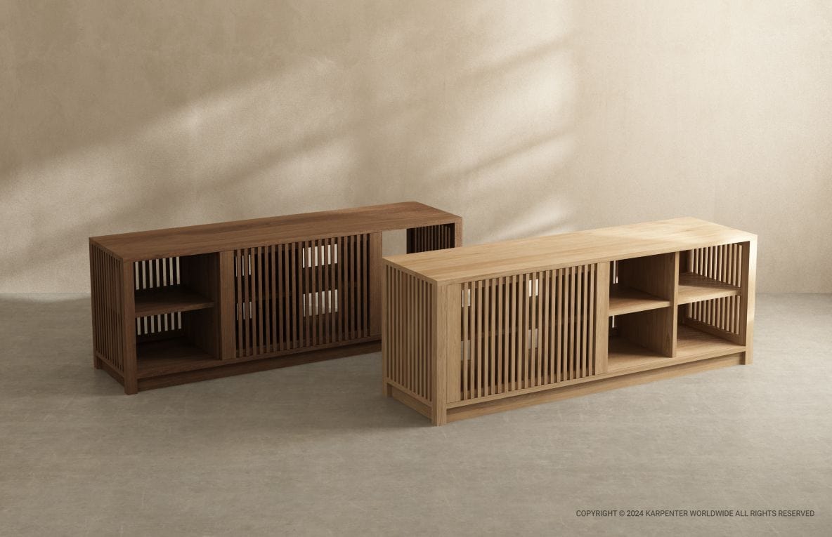 KRY01_TN_ON wooden TV console cabinet in two colors