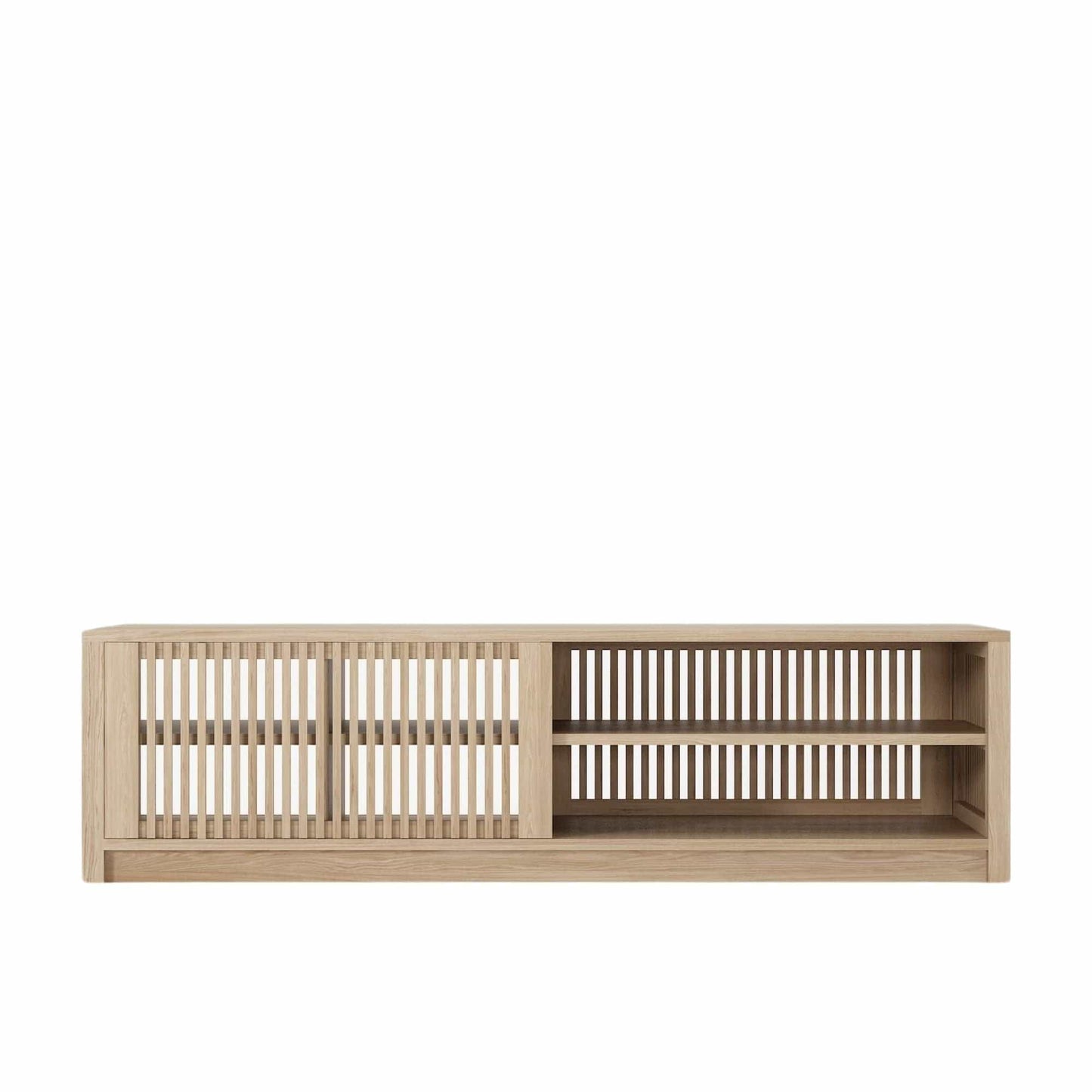 Wooden Slatted TV Stand