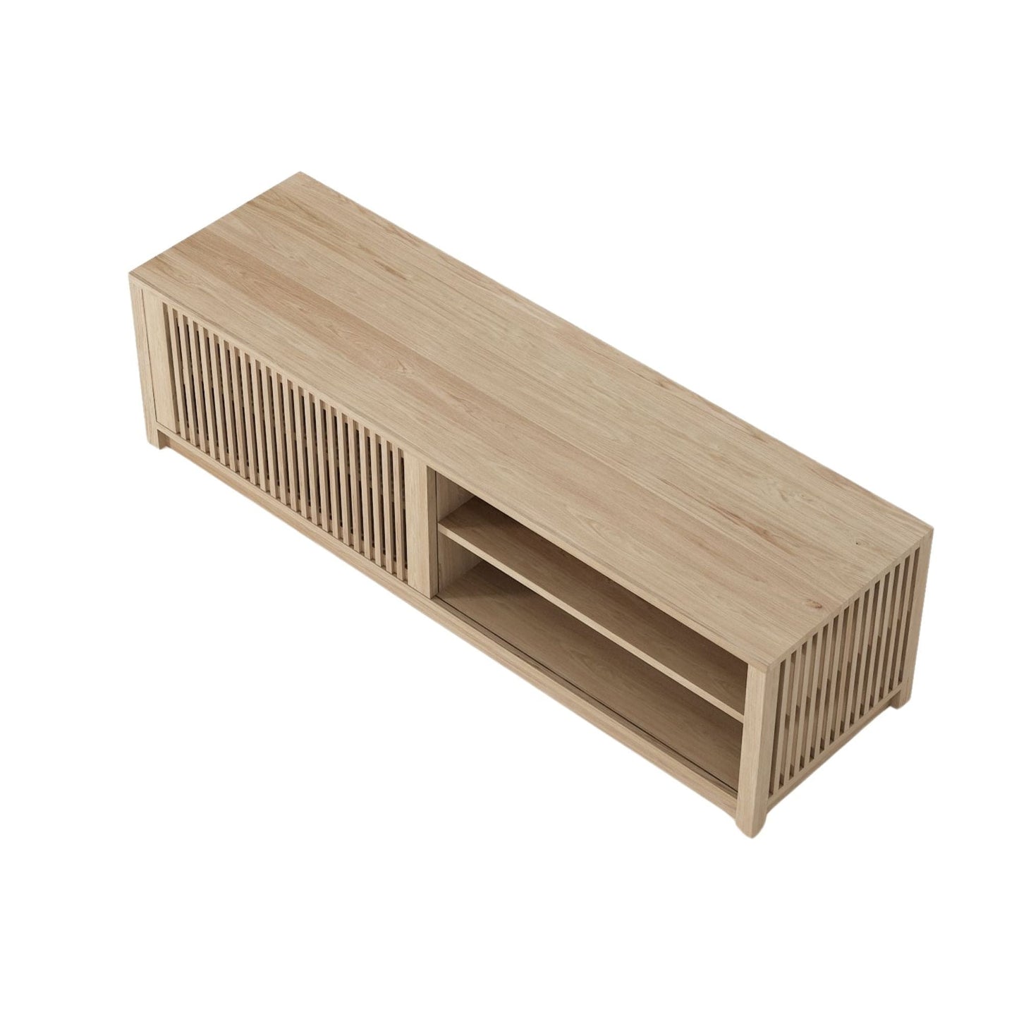 KRY02O_4 Wooden TV stand with sliding door and shelves