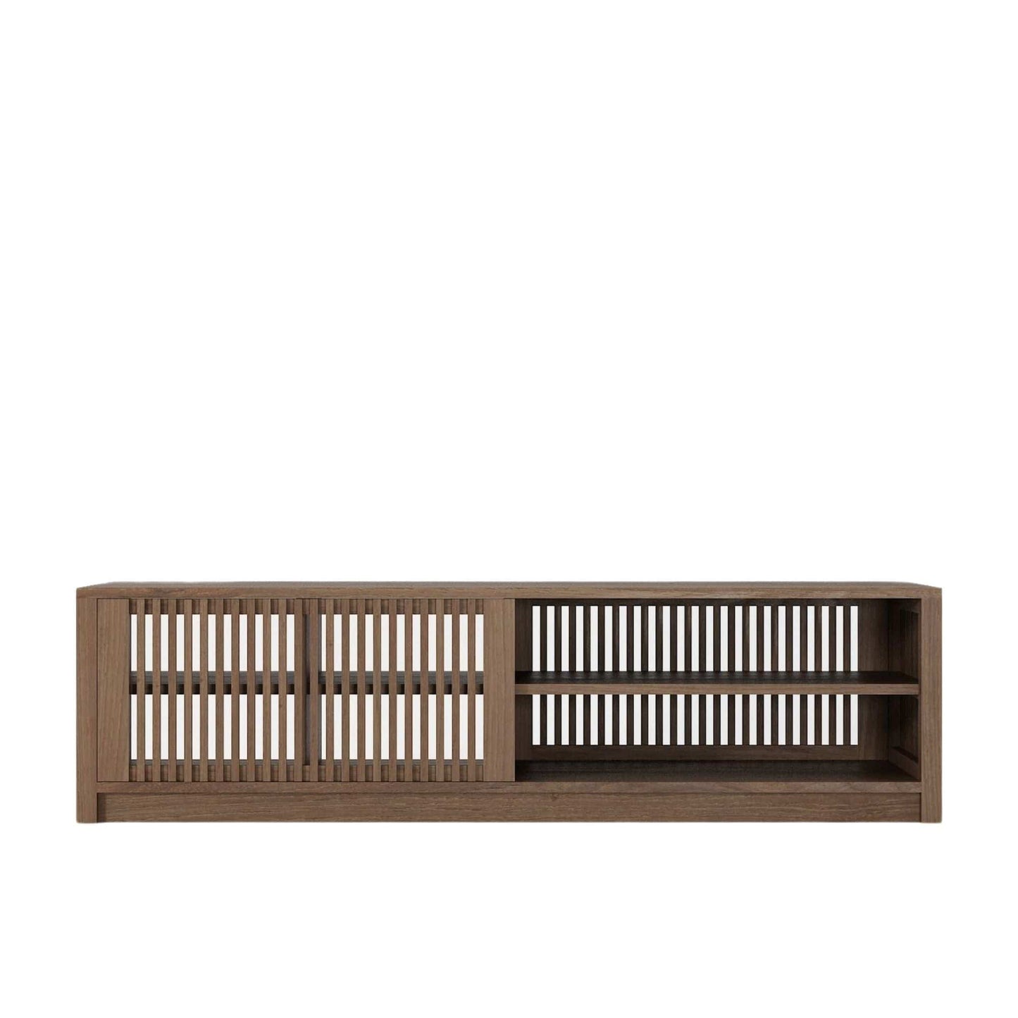 KRY02T_2 wooden media console with sliding doors