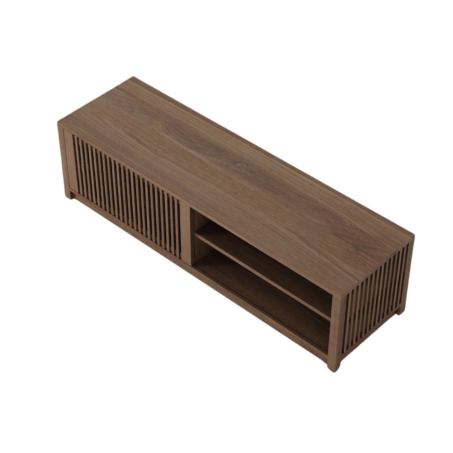 KRY02T_4 Brown Wooden TV Stand with Slatted Door