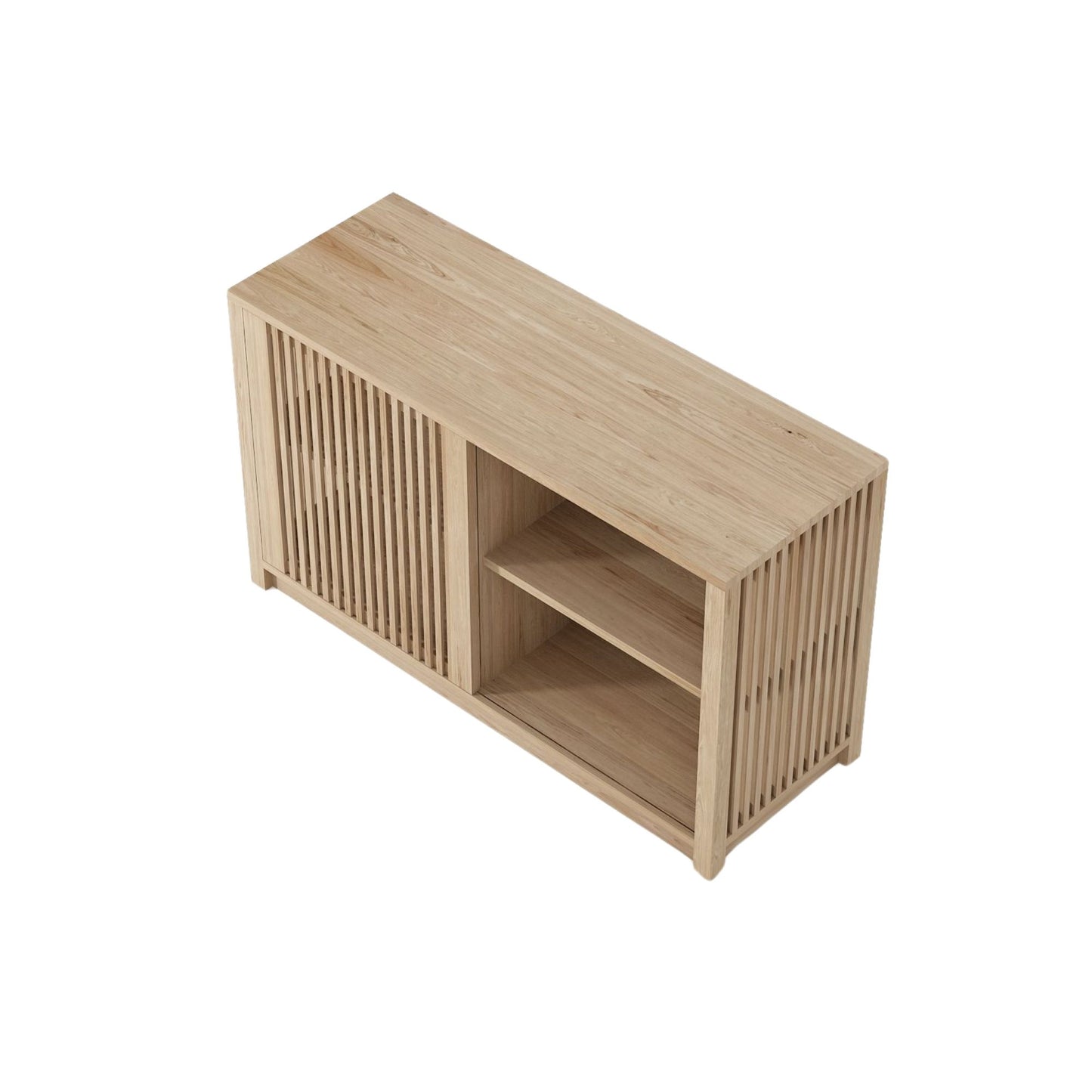 KRY03O_5 Wooden cabinet with slatted door and shelves