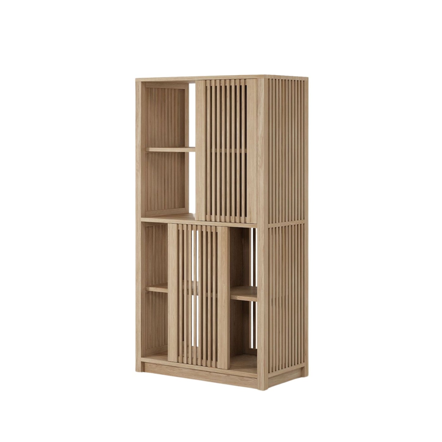 KRY04O wooden bookshelf with vertical slat design