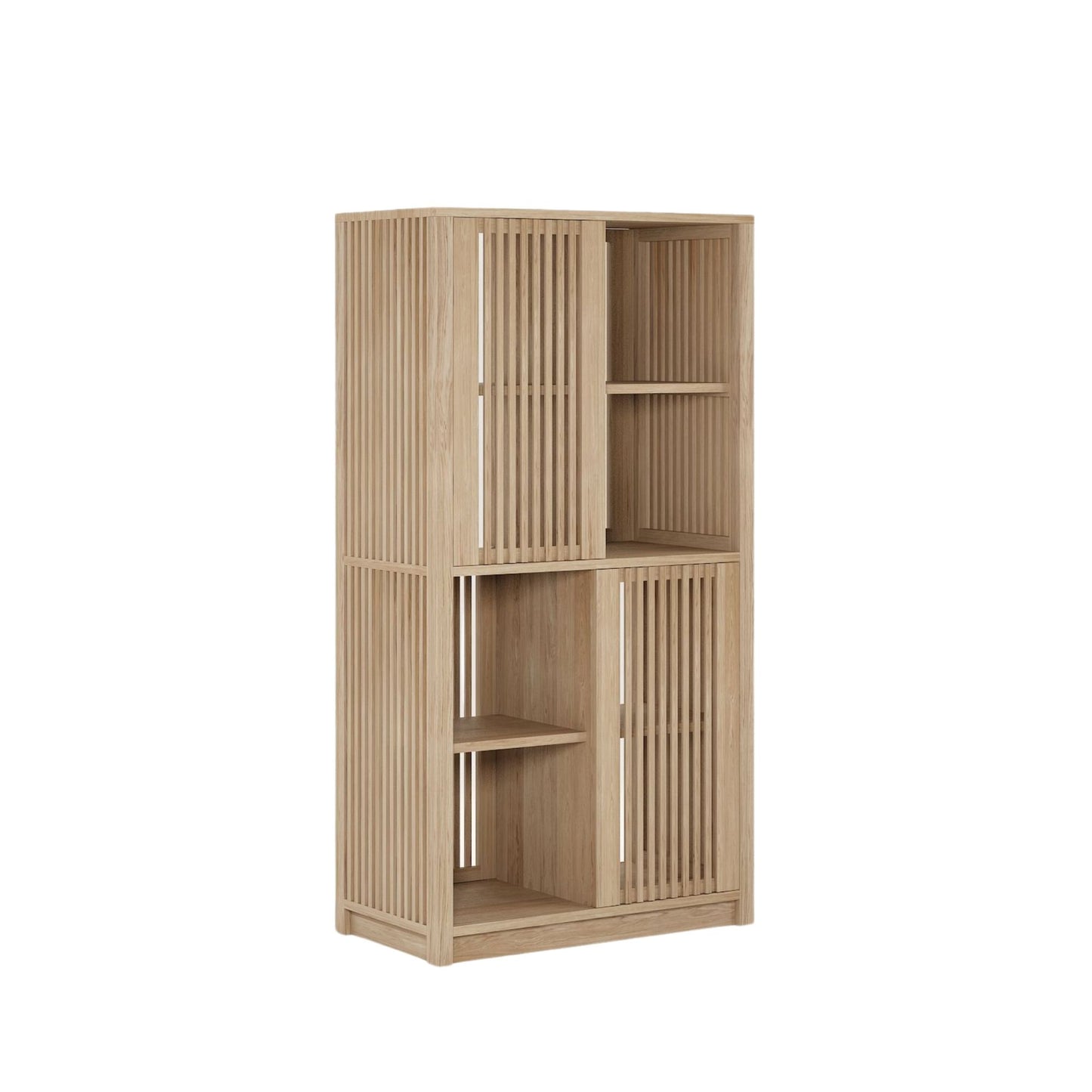 KRY04O_4 Wooden Slatted Bookshelf