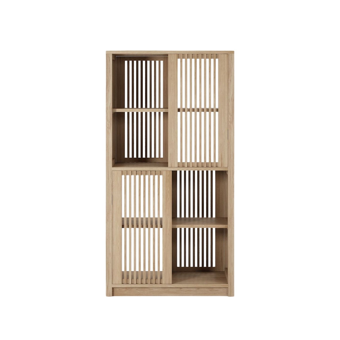 KRY04O_5 Wooden bookcase with slatted doors