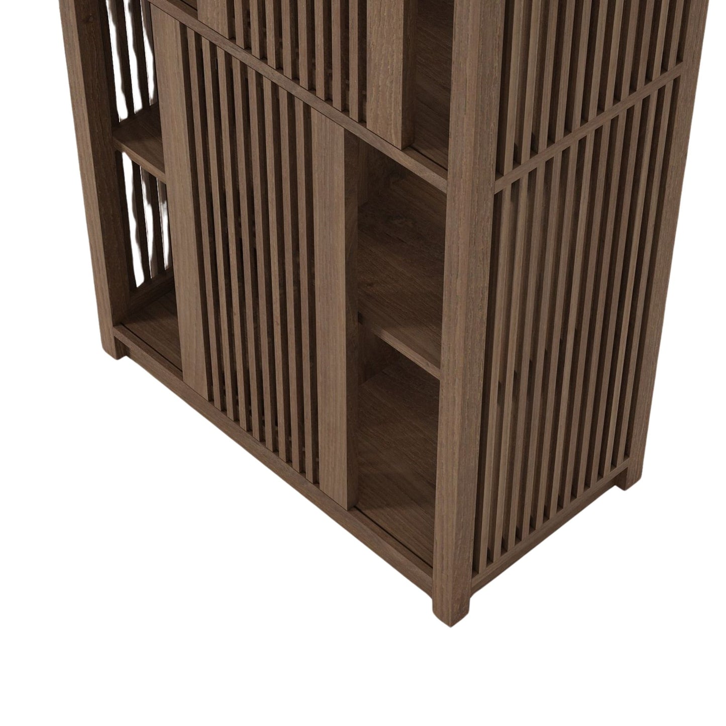 KRY04T_5 wooden cabinet with vertical slats and shelves