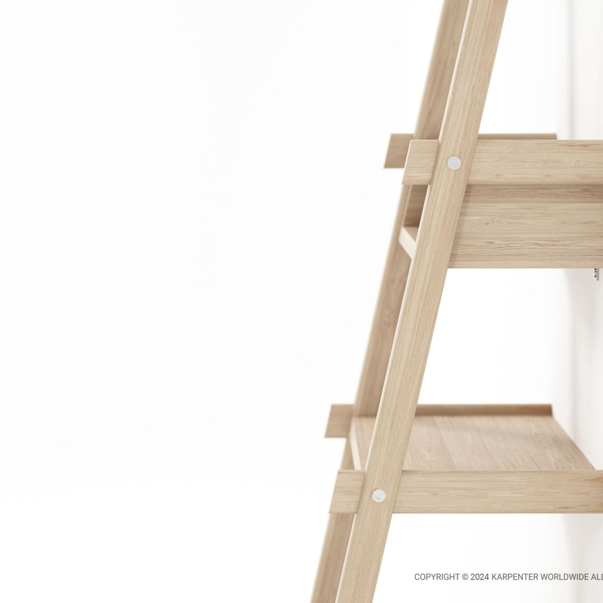 Wooden ladder shelf detail