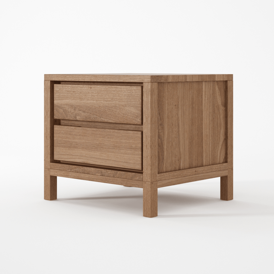 Wooden nightstand with two drawers