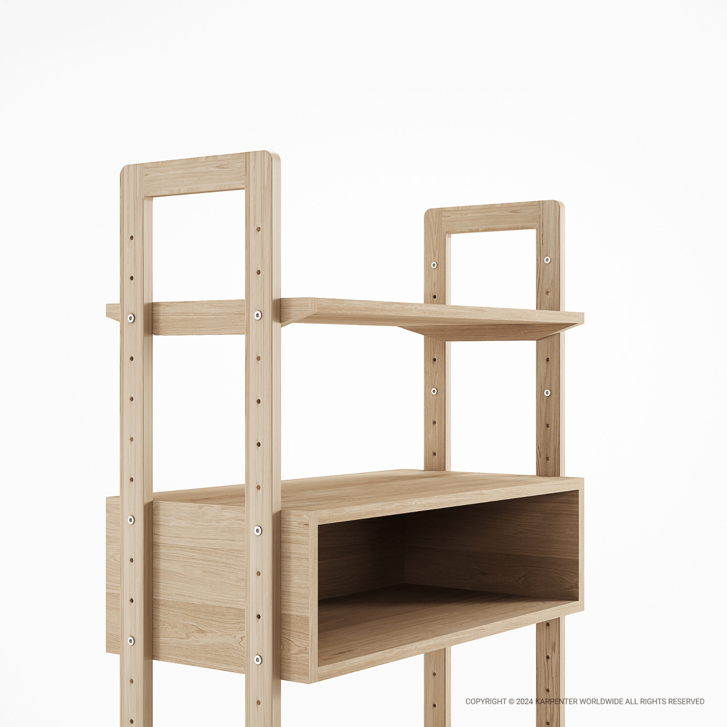 Close-up of KSO002O wooden bookshelf