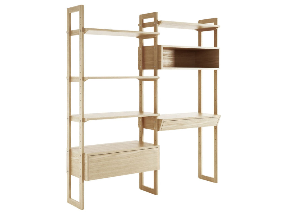 KSO003O Cutout wooden bookcase with desk
