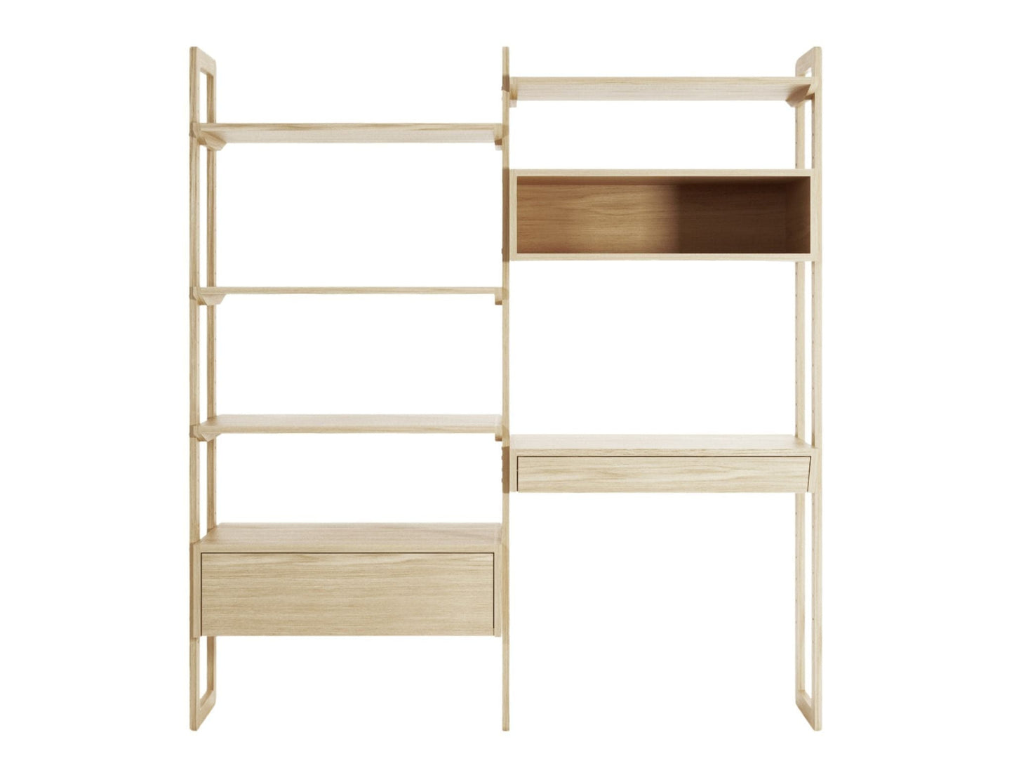 KSO003O Oak Desk and Shelving Unit