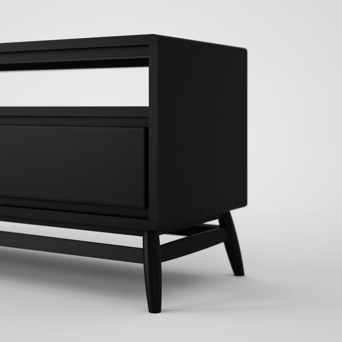 KT025SB Black Media Console - Close-up