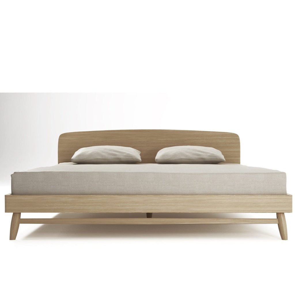 European Oak Twist Queen Bed Frame - Low Scandinavian Style