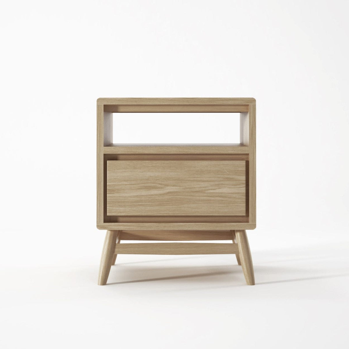 KT033O-2 wooden nightstand with drawer and shelf