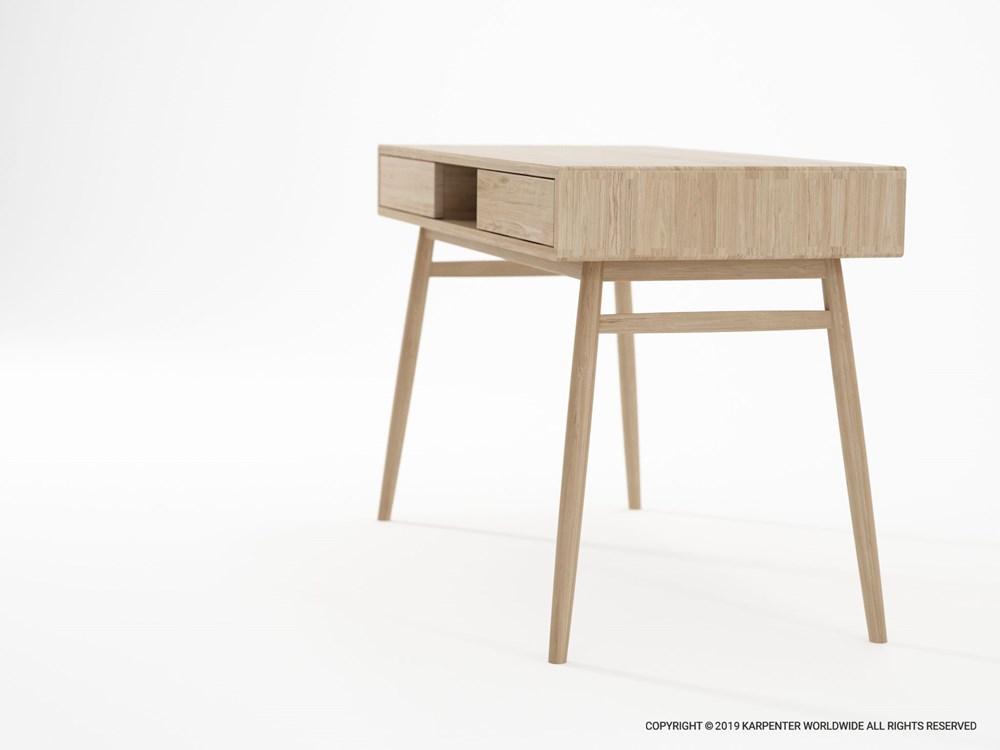 KT048O Desk - Light Wood with Drawers