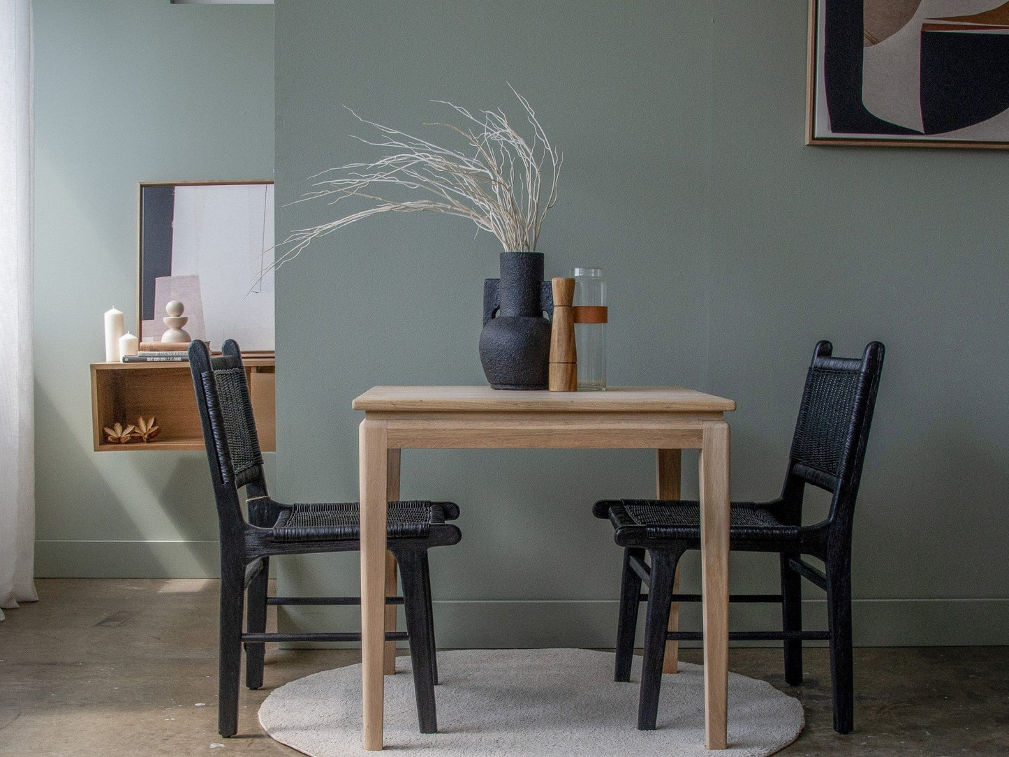 Dining table with two chairs