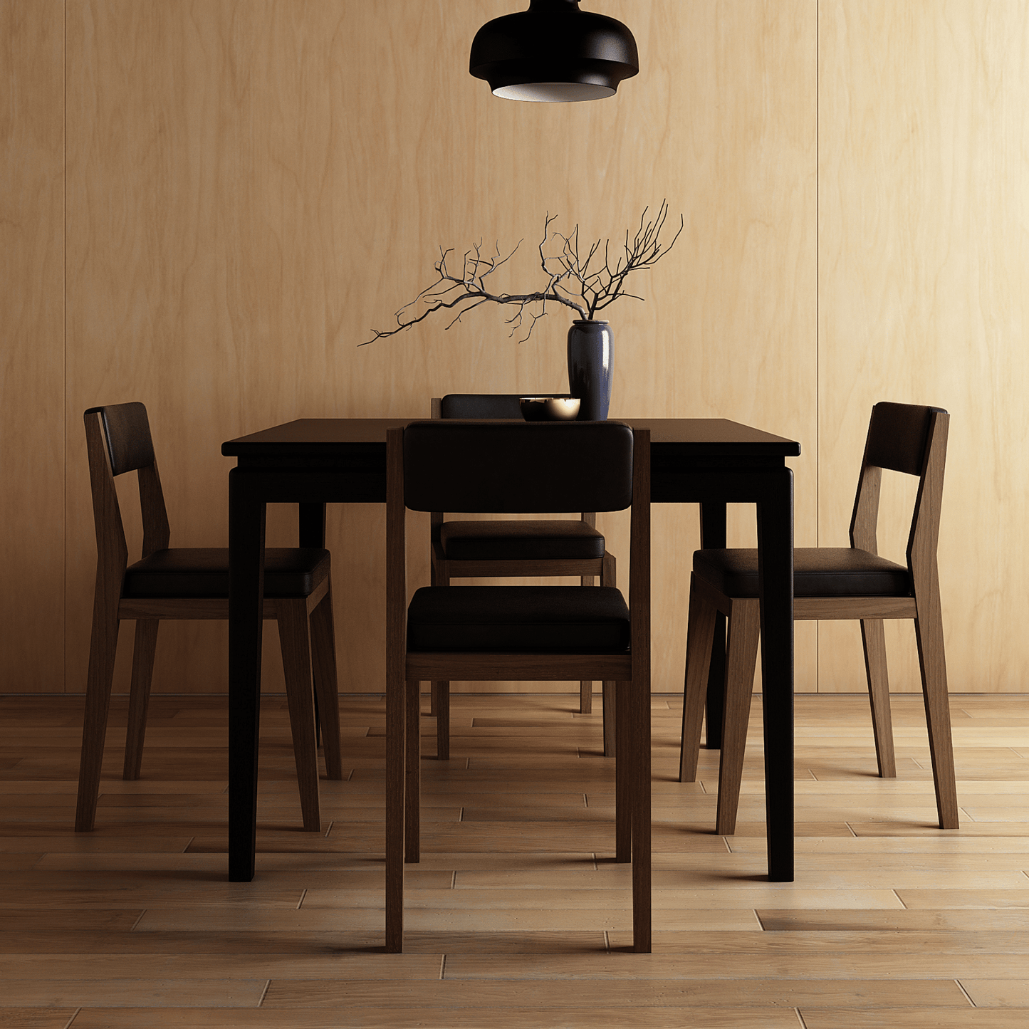 KTT001SB-INSITU dining set with wooden table and chairs