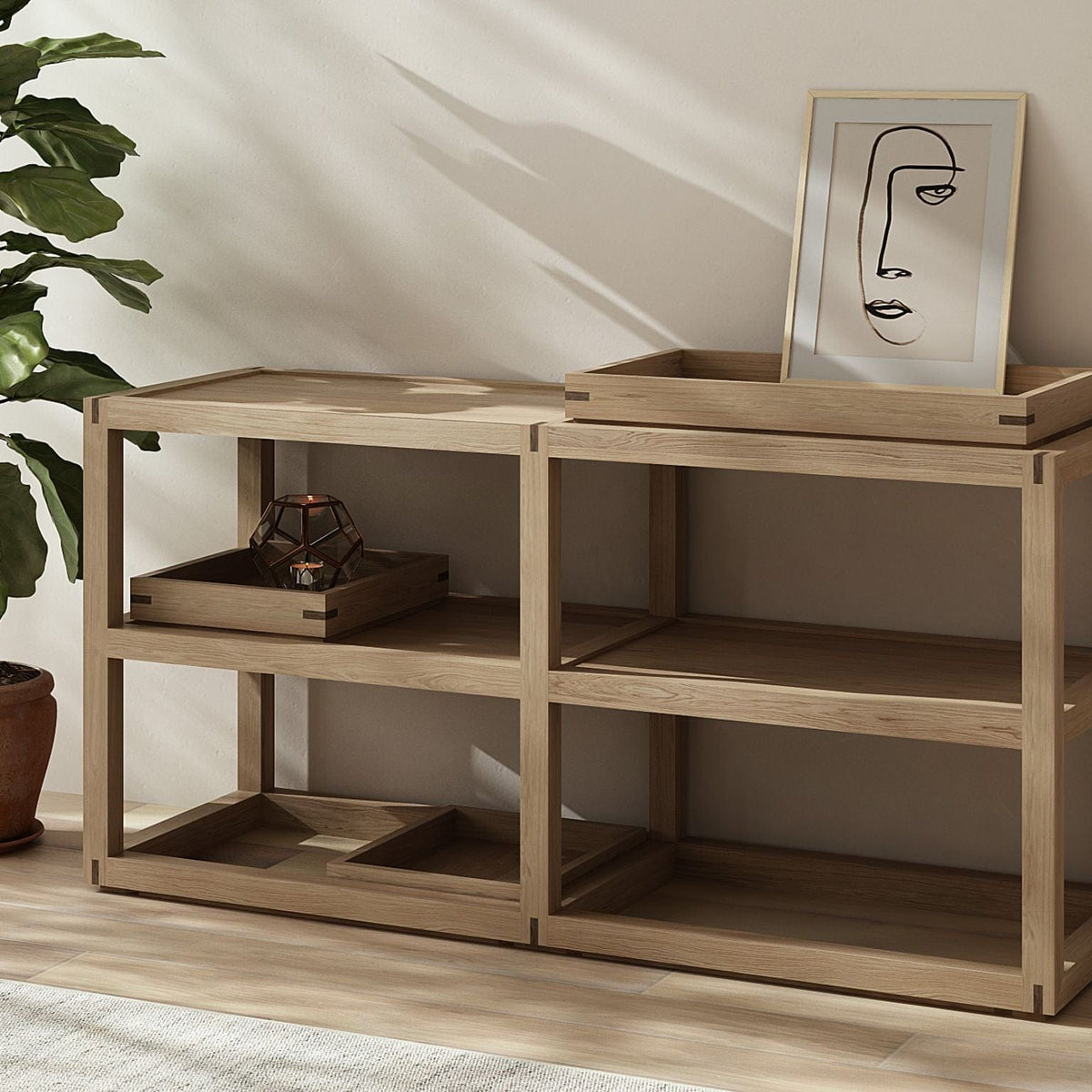 Wooden shelf unit with decor - KUD06O