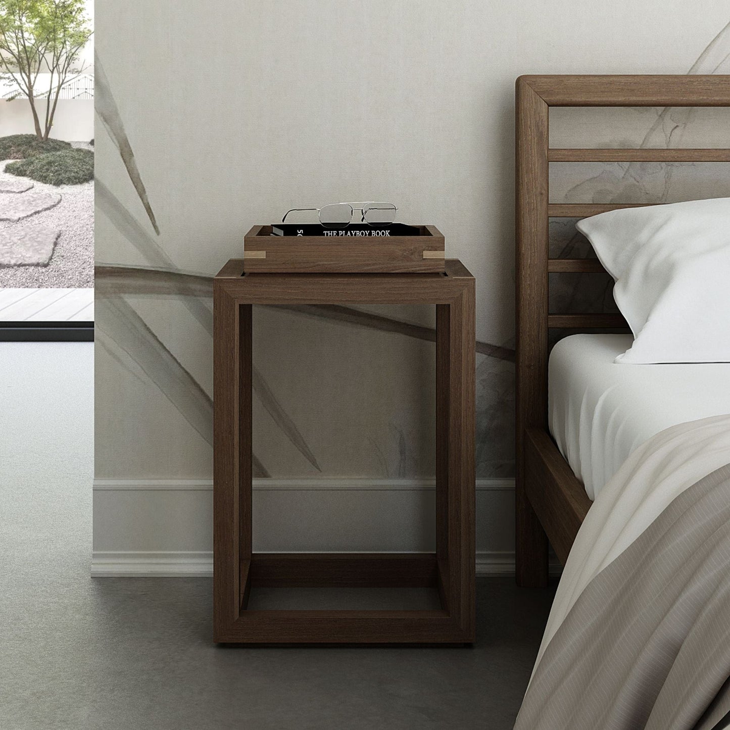 KUD11T wooden bedside table with books