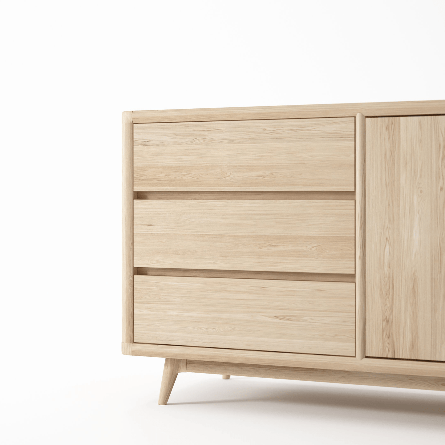 Close-up of wooden sideboard with drawers