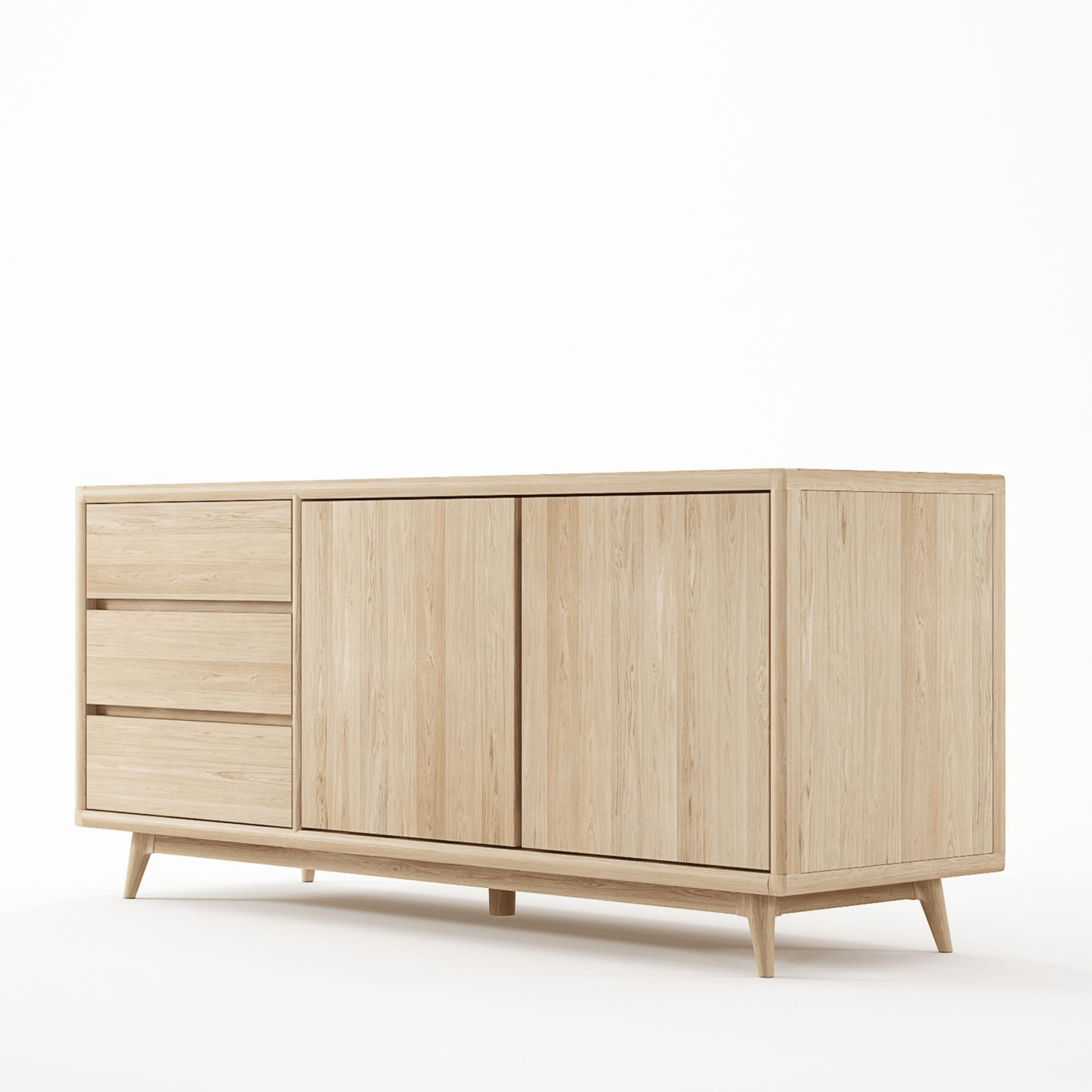 Light wood sideboard with drawers and doors