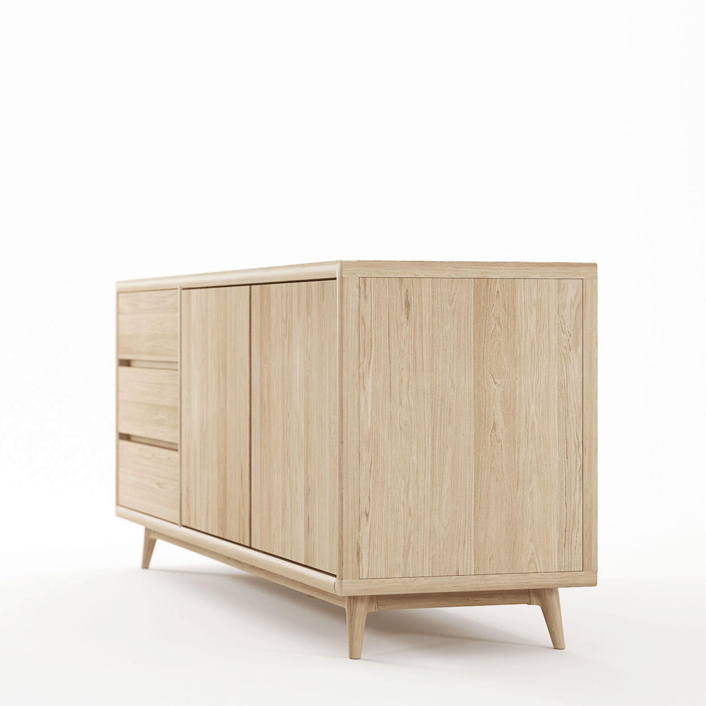 Light wood sideboard with drawers and doors