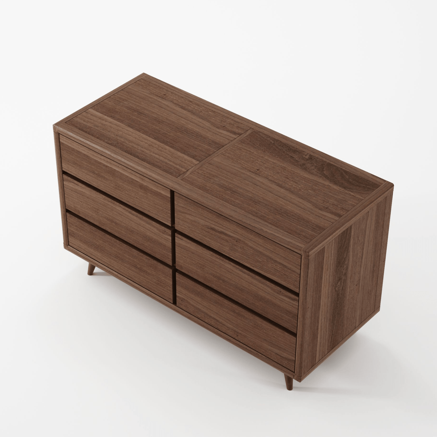 KV0002T-1 modern walnut dresser with six drawers