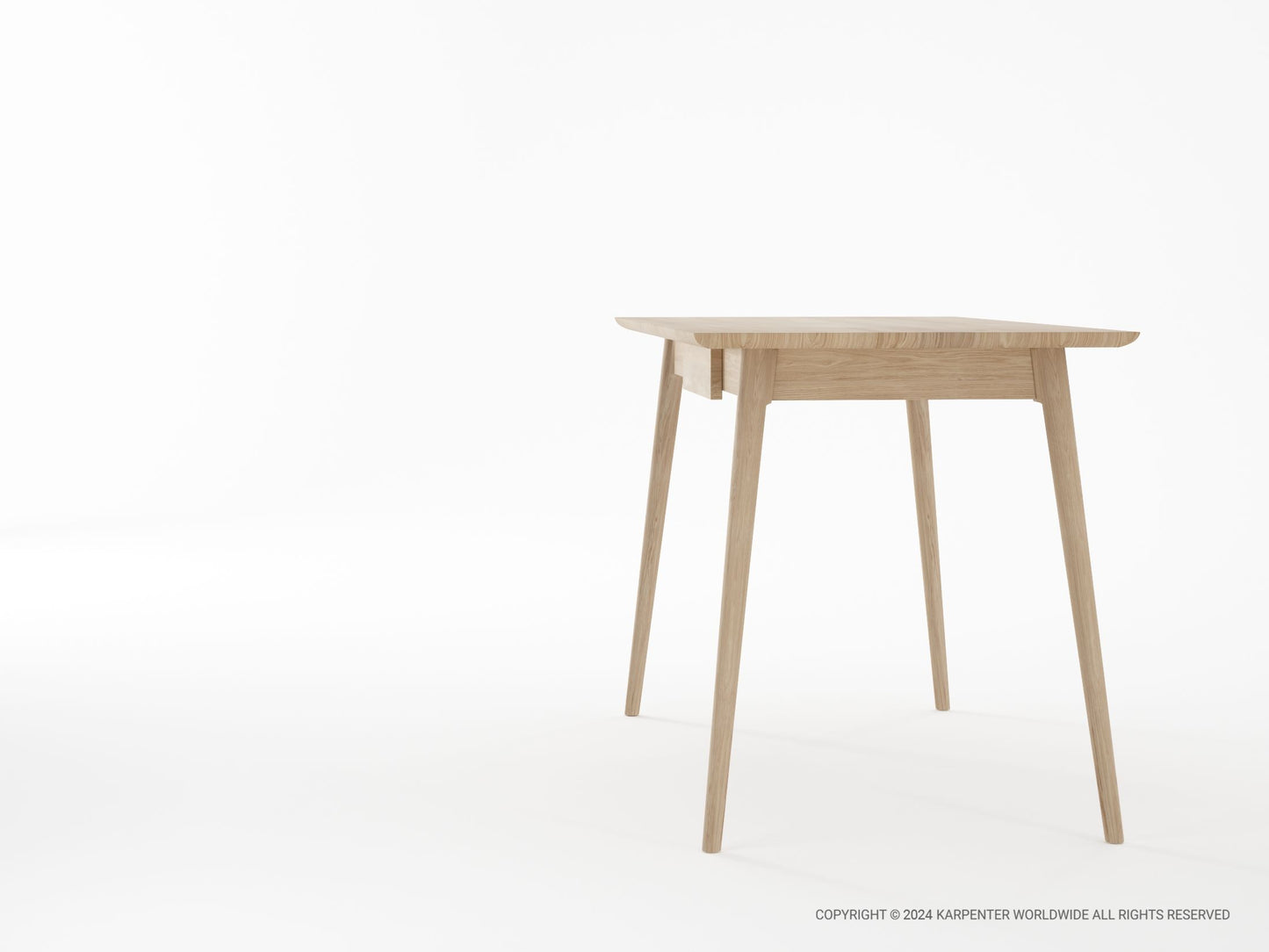 KV0006O_4 Wooden table with angled legs on white background