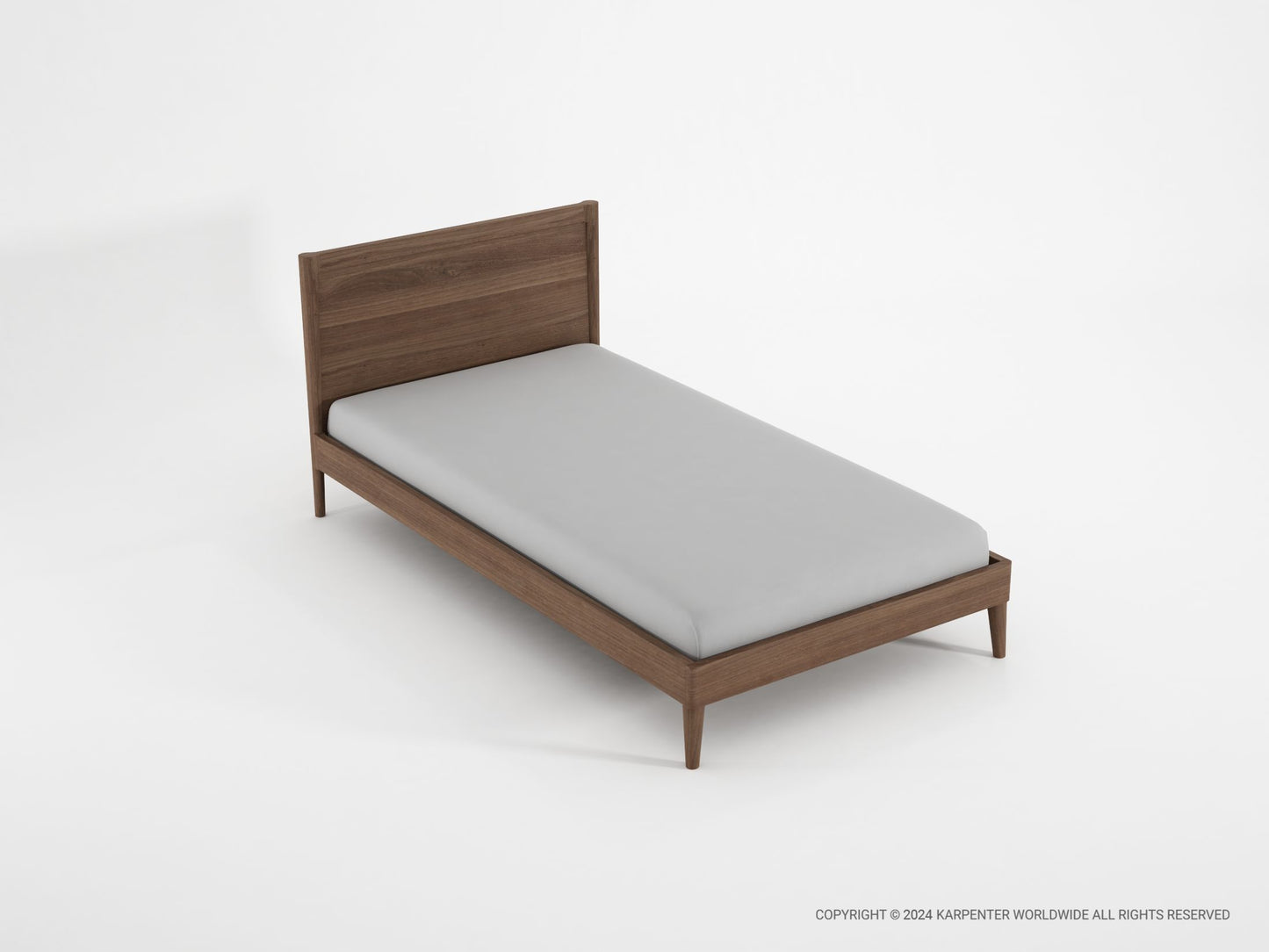 Modern single bed with wooden frame