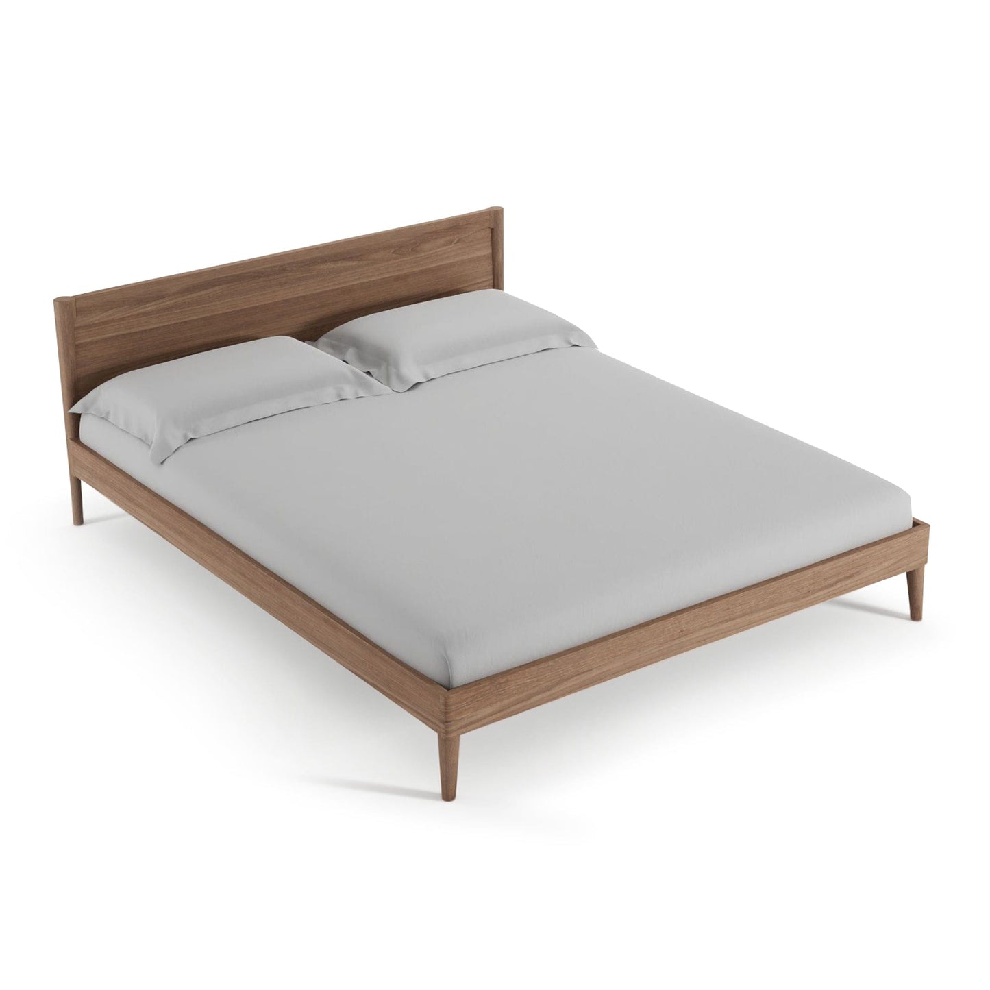 Teak wood bed, vintage style, from above.