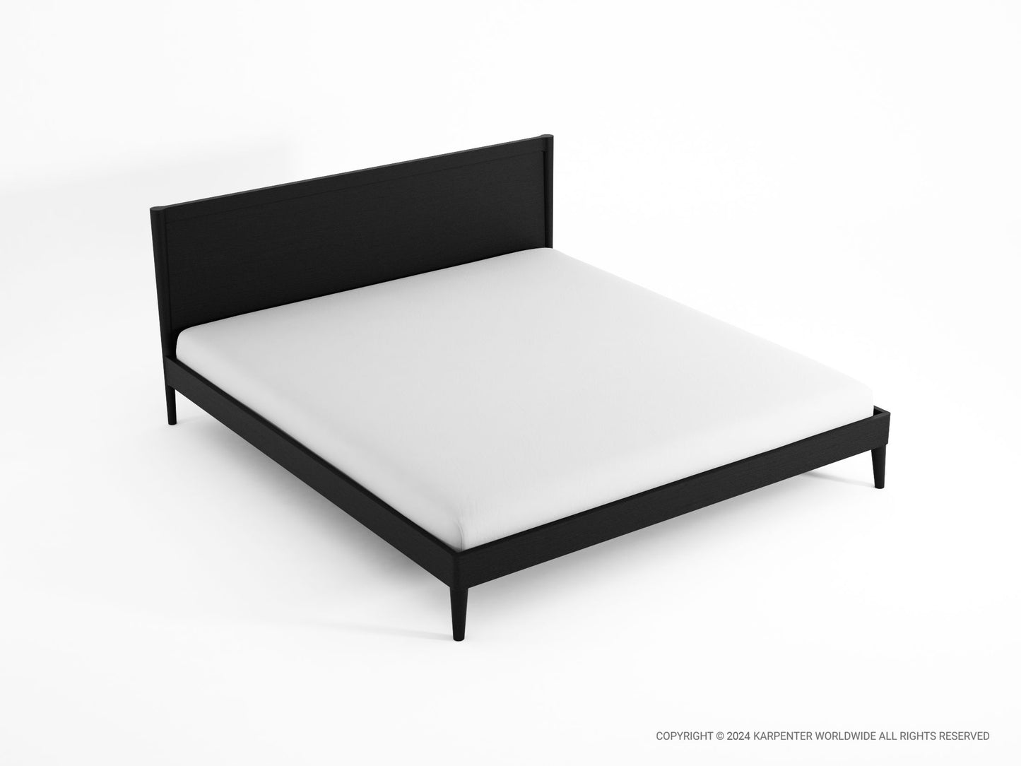 KV0035SB_3 - Black modern bed frame with white bedding