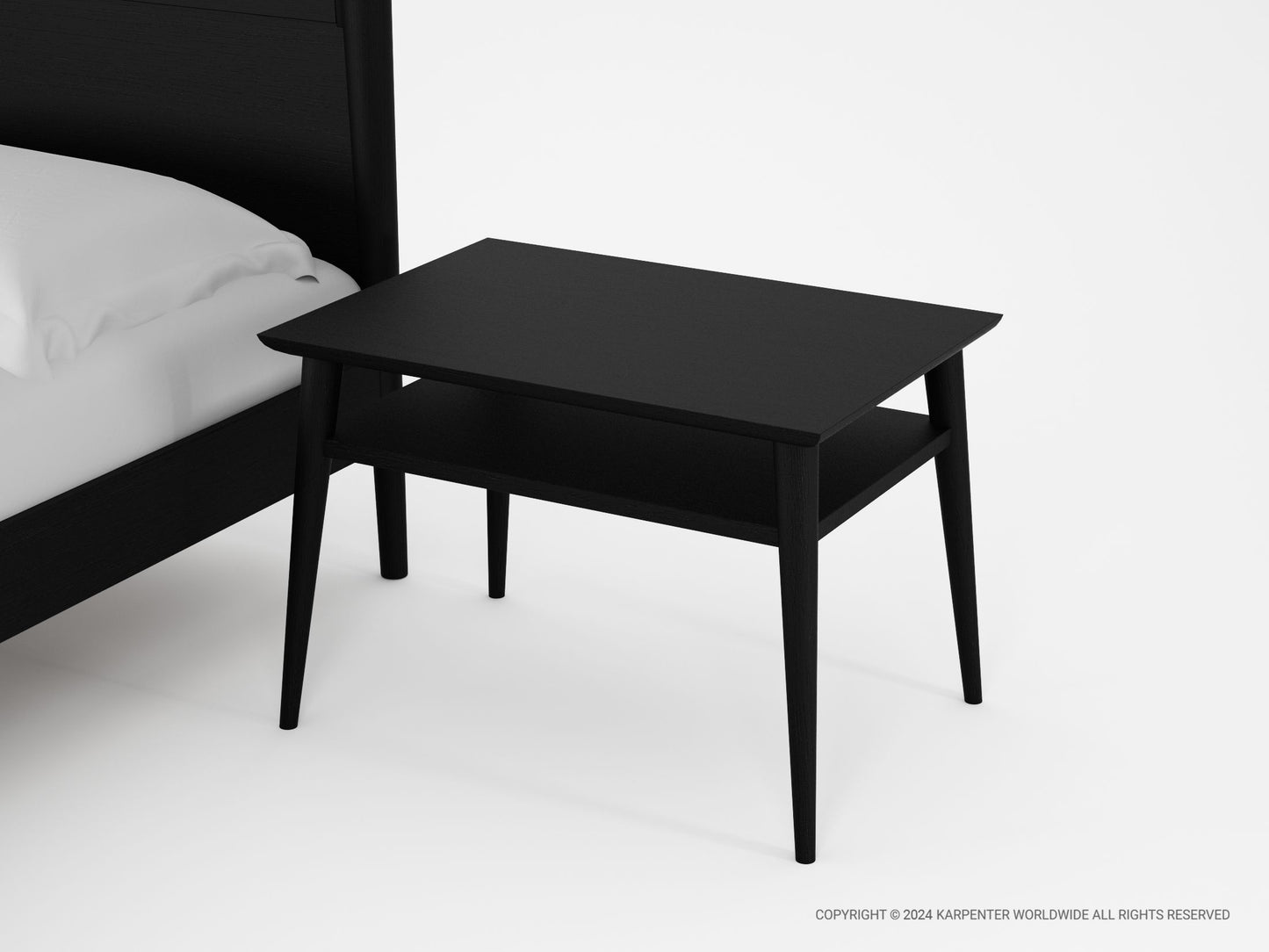 Black nightstand KV0036SB_4 next to bed