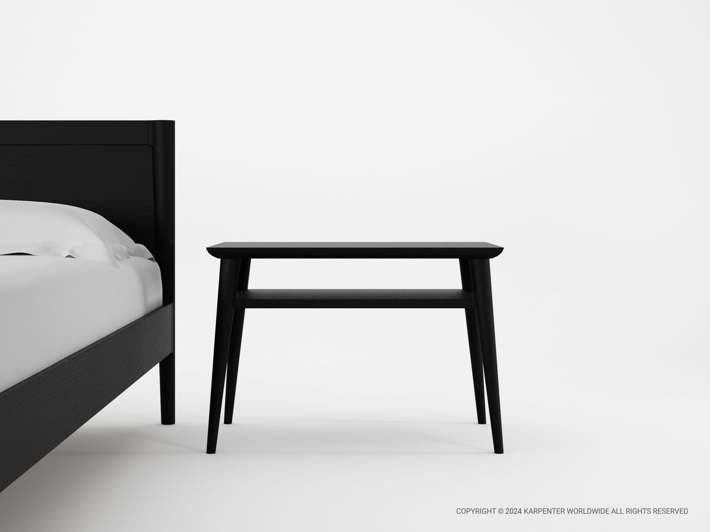 Black nightstand KV0036SB_5 next to bed