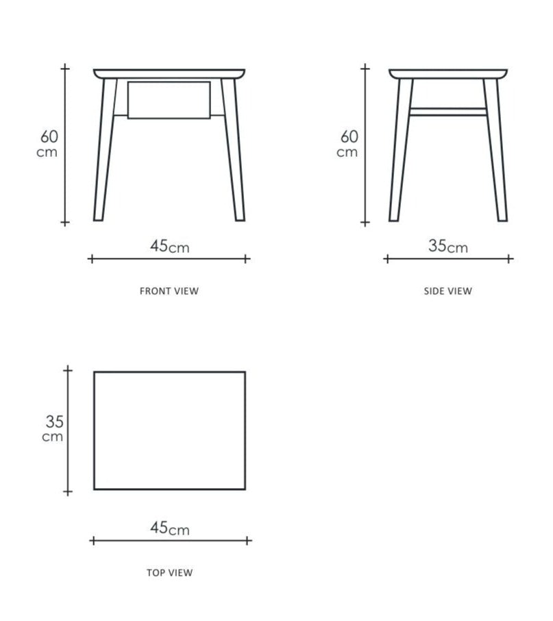 Front, Side & Top Views (PDF)