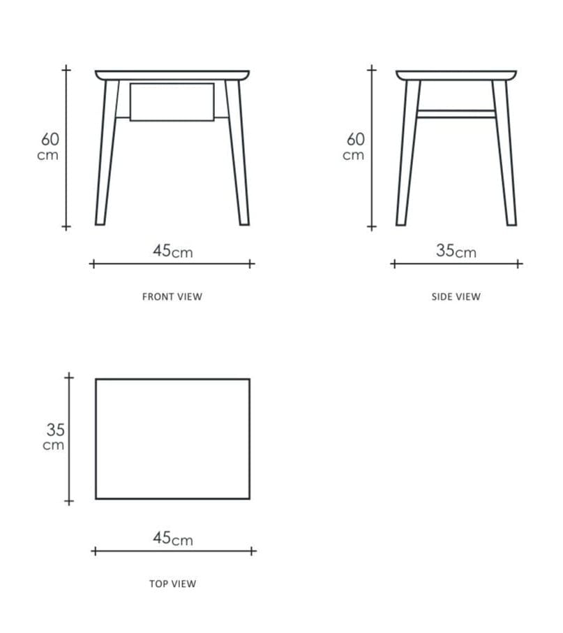 Front, Side & Top Views (PDF)
