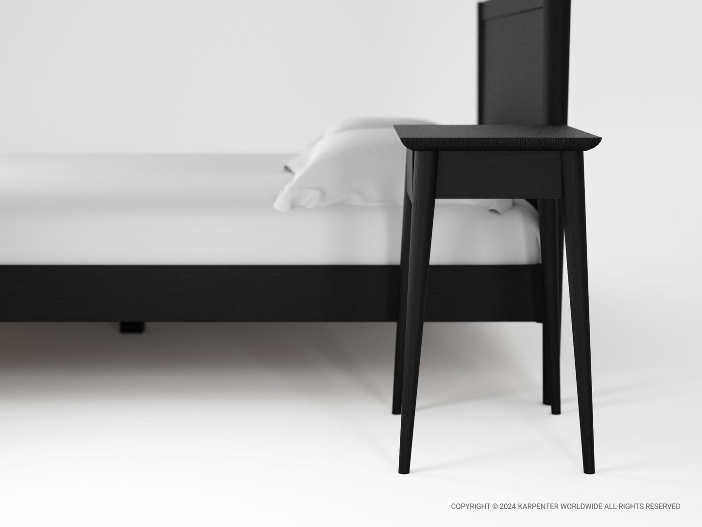KV0113SB_5 - Black bed with integrated nightstand.