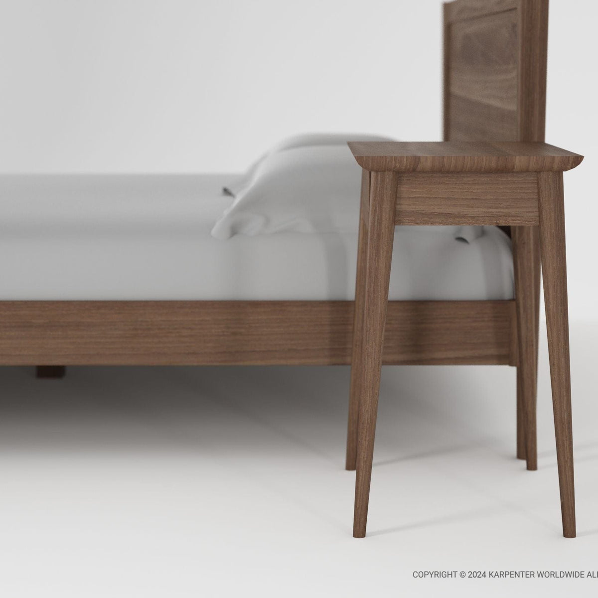 KV0113T_6 Wooden Bed Frame with Attached Nightstand