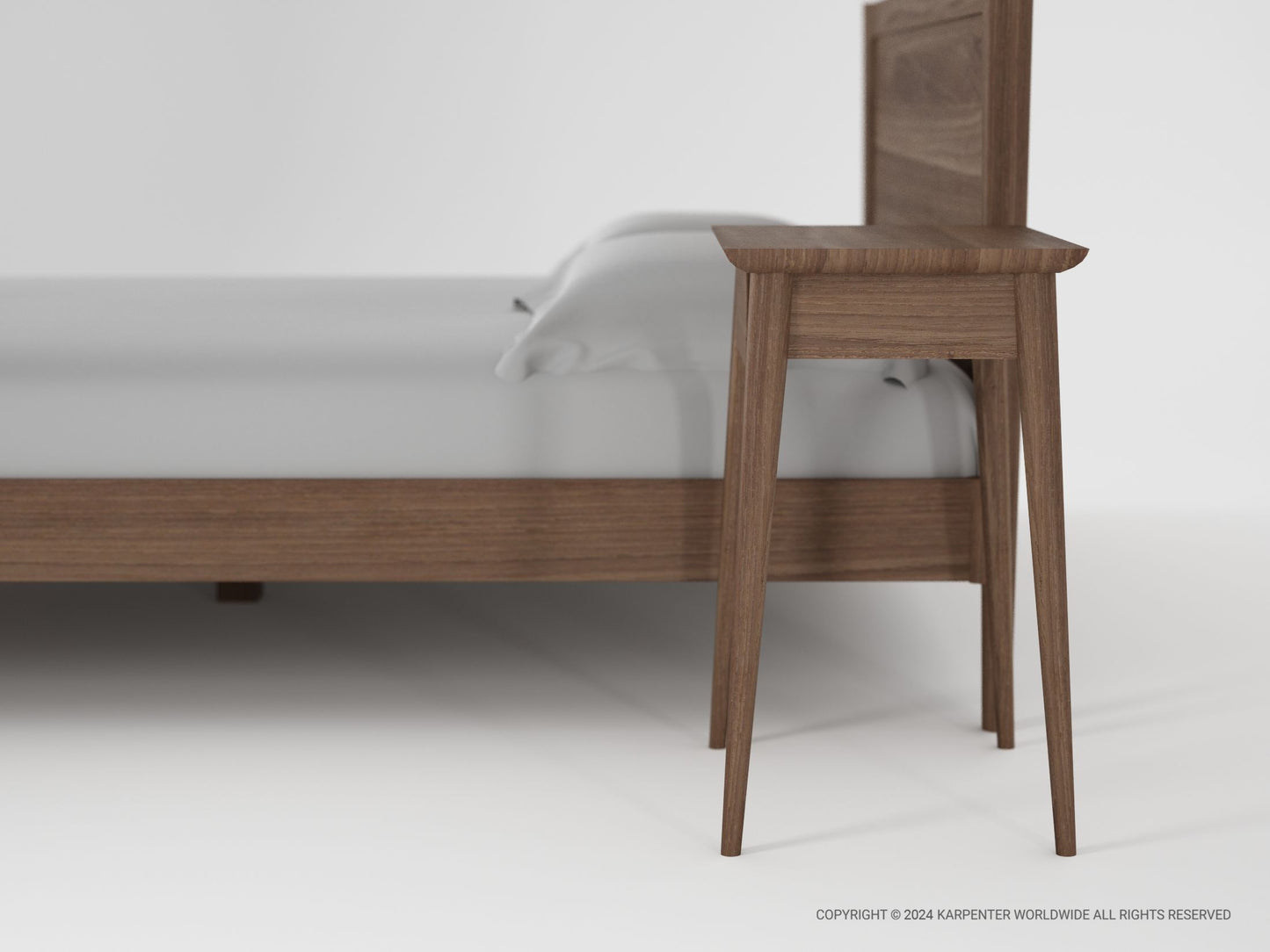KV0113T_6 Wooden Bed Frame with Attached Nightstand
