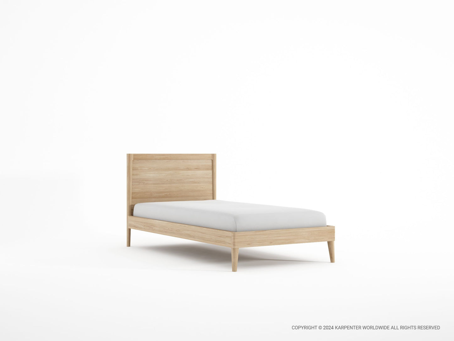 Modern wooden bed frame with mattress