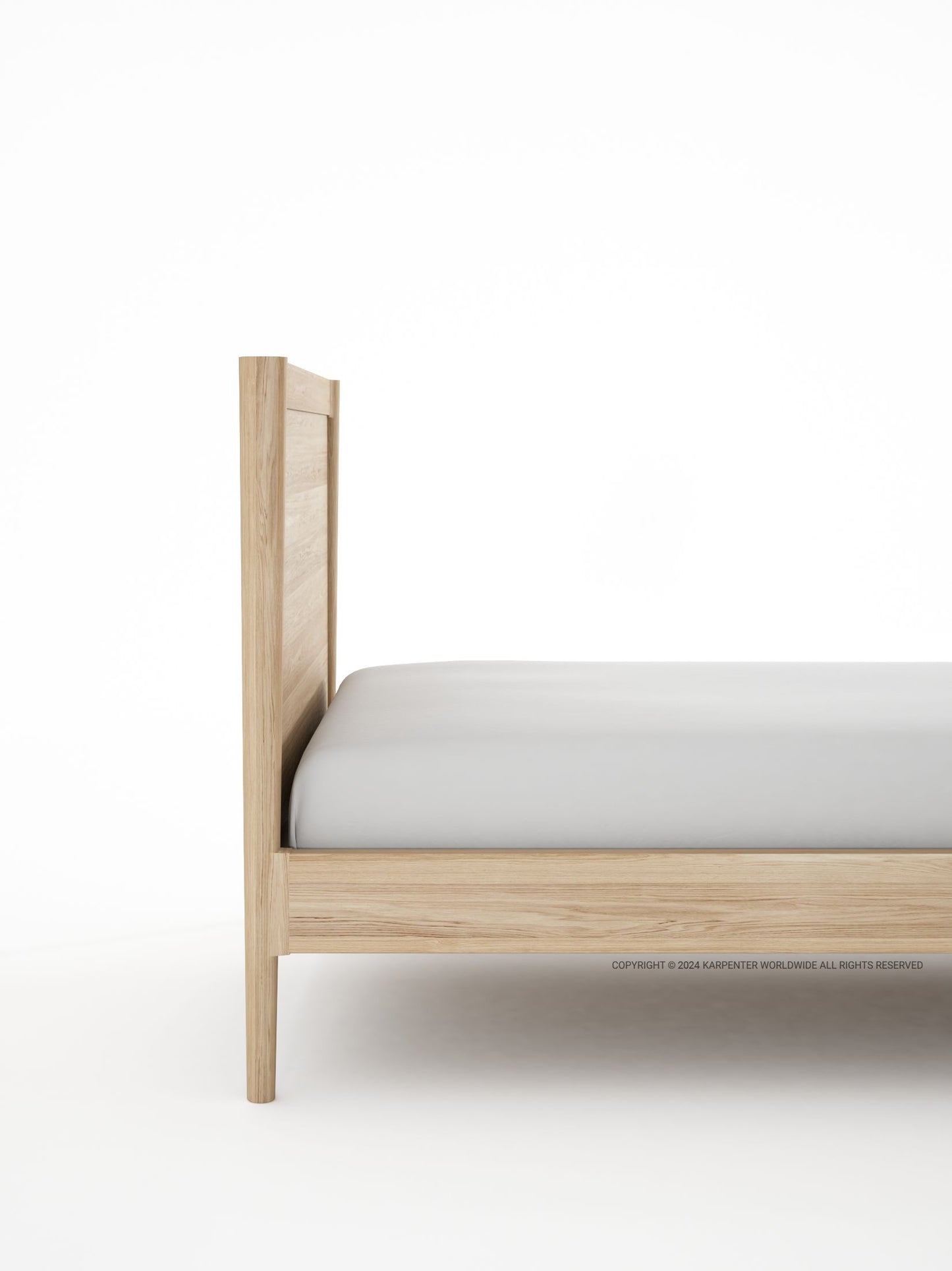 KV0134O_4 Wooden bed frame with light gray bedding