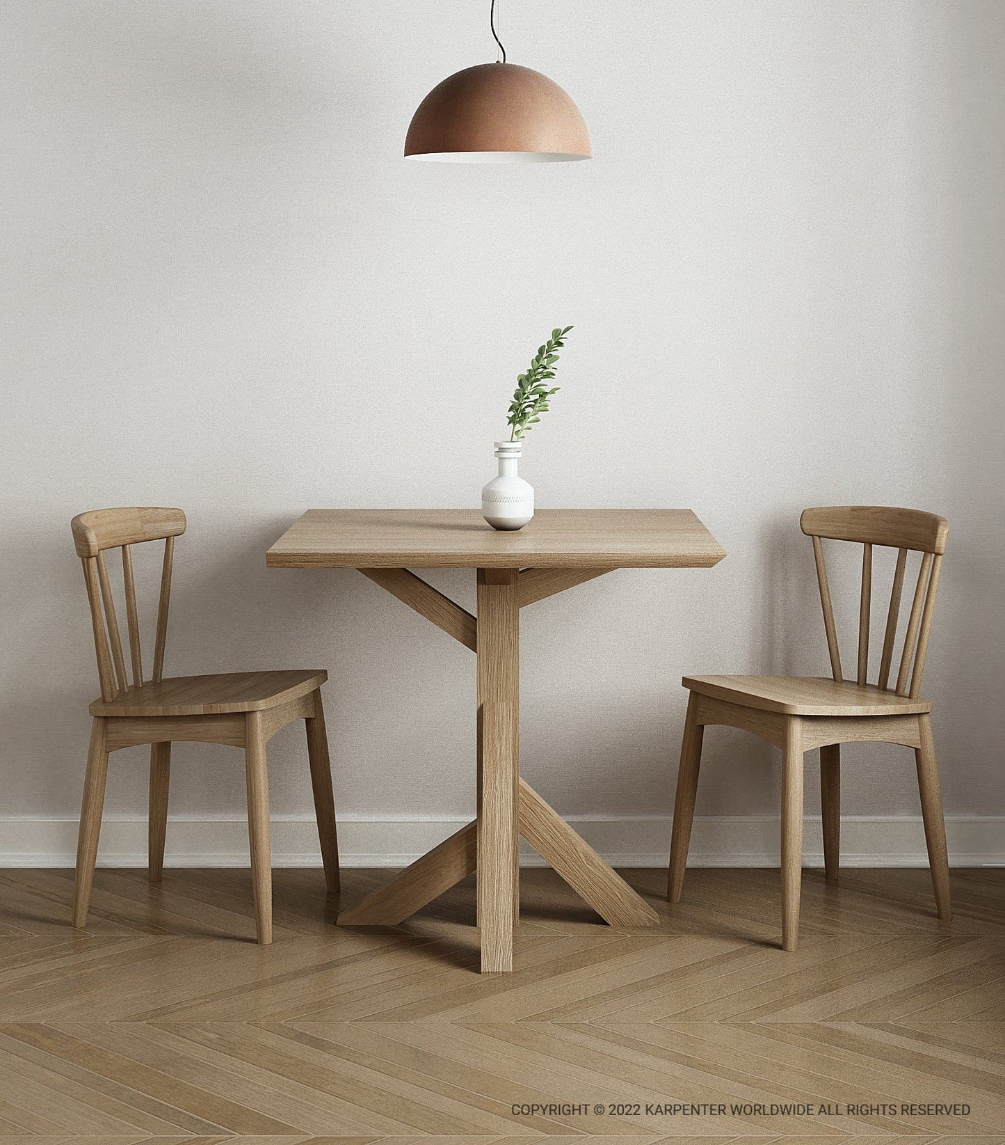 Ki Table & Twist Chair set with small table and two chairs.