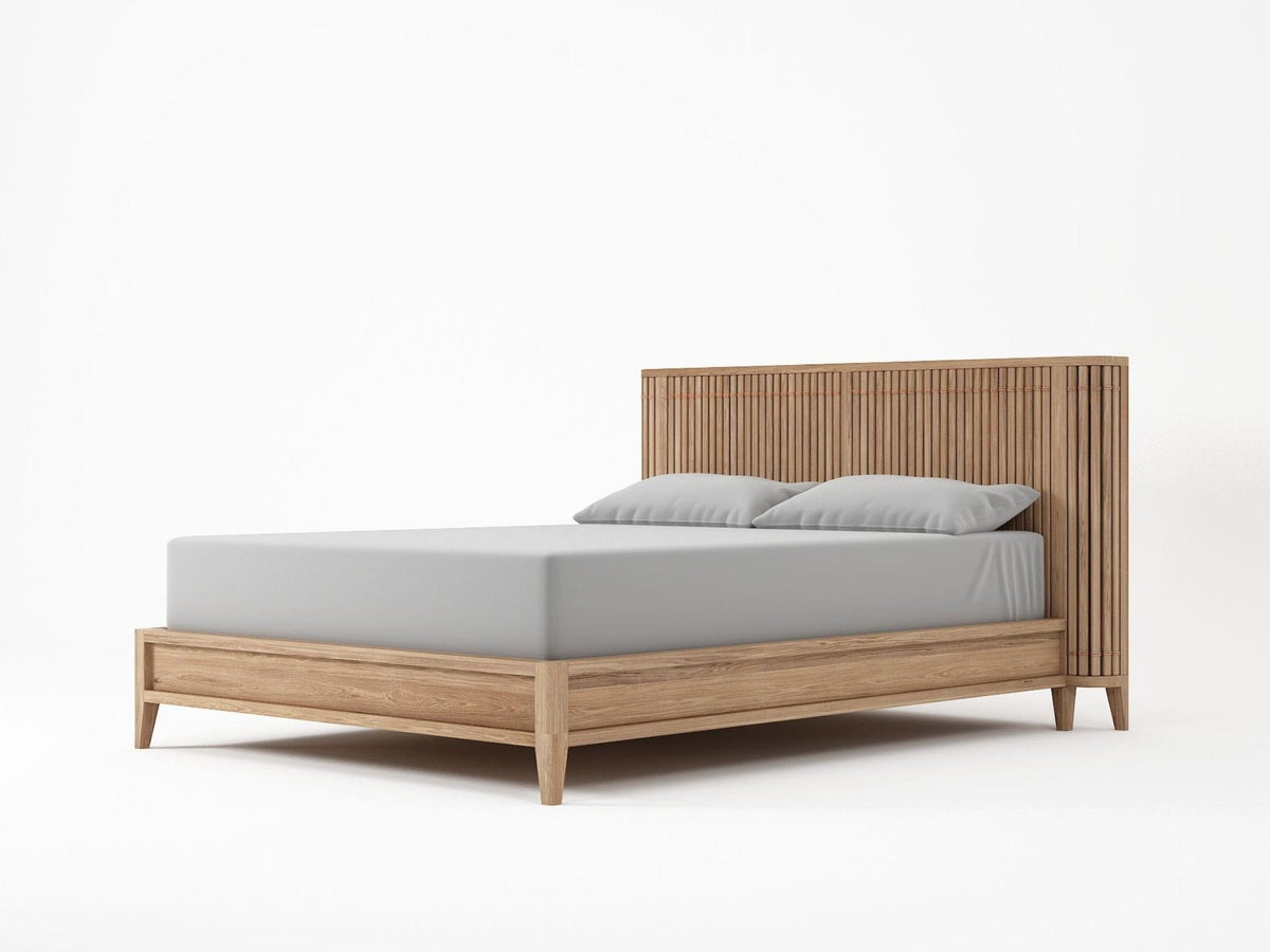 Koppar Oak Bed Frame with Slatted Headboard