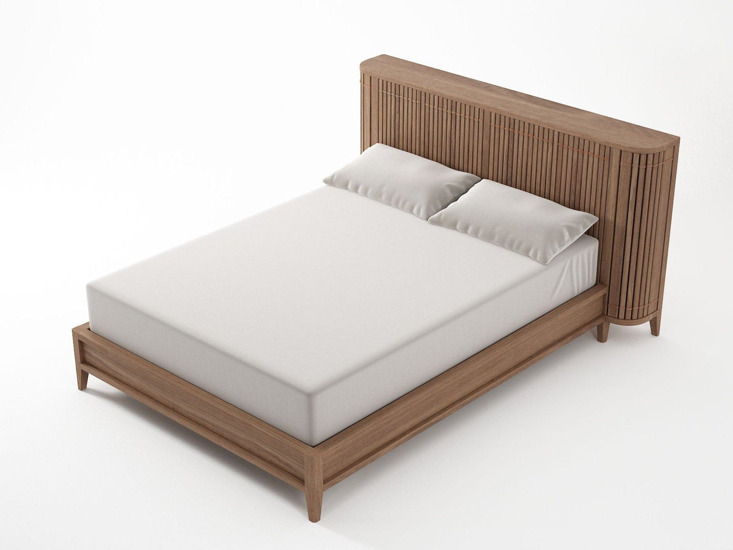 Koppar Teak Bed with White Linens