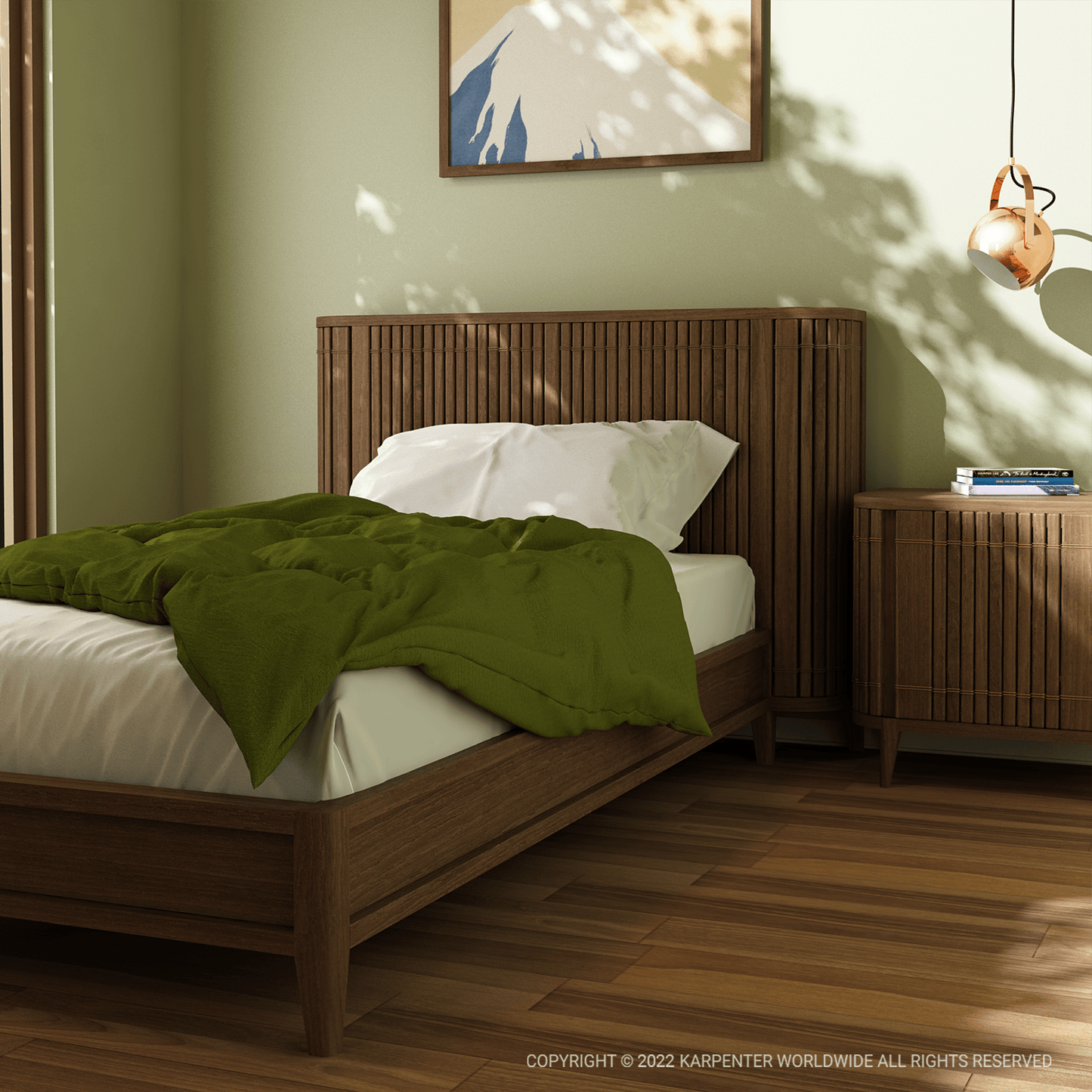 Koppar Single Bed in a cozy bedroom setting