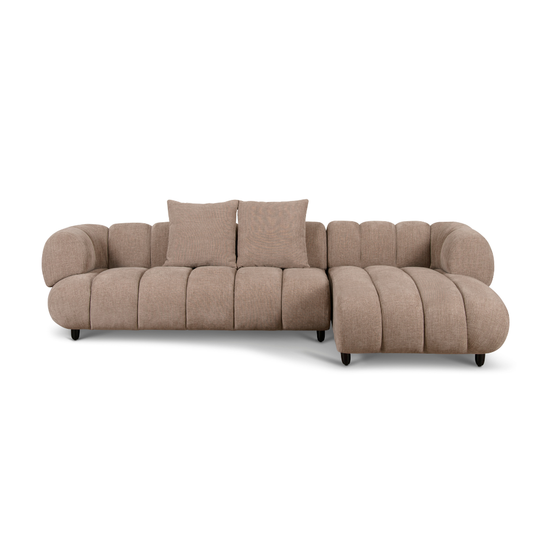 Reya 4 Seater Lounge in Mushroom Fabric