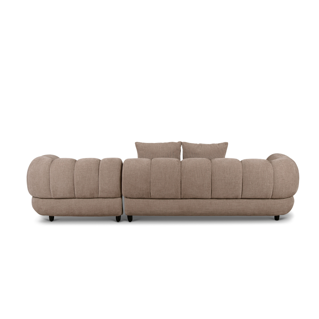 Reya 4 Seater Lounge in Mushroom Fabric