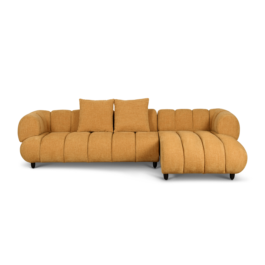 Reya 4 Seater Lounge in Mustard Fabric