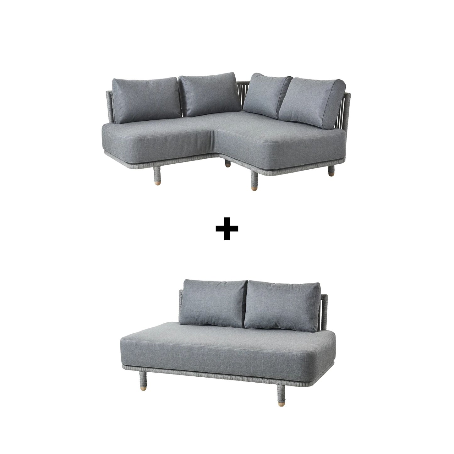 Grey corner sofa set with cushions
