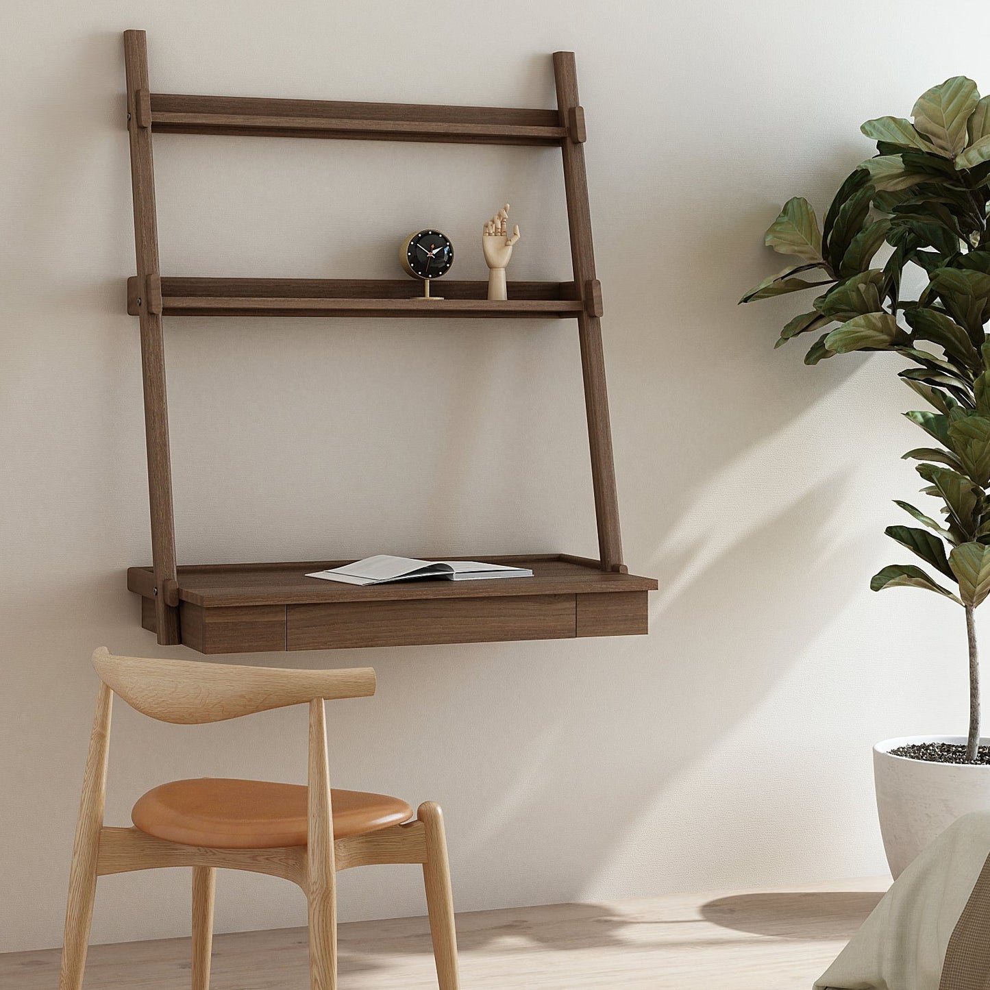 Simplicity Hanging Desk with Shelves and Desk Surface